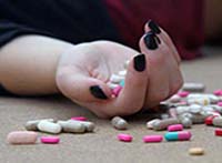 hand with antidepressants 